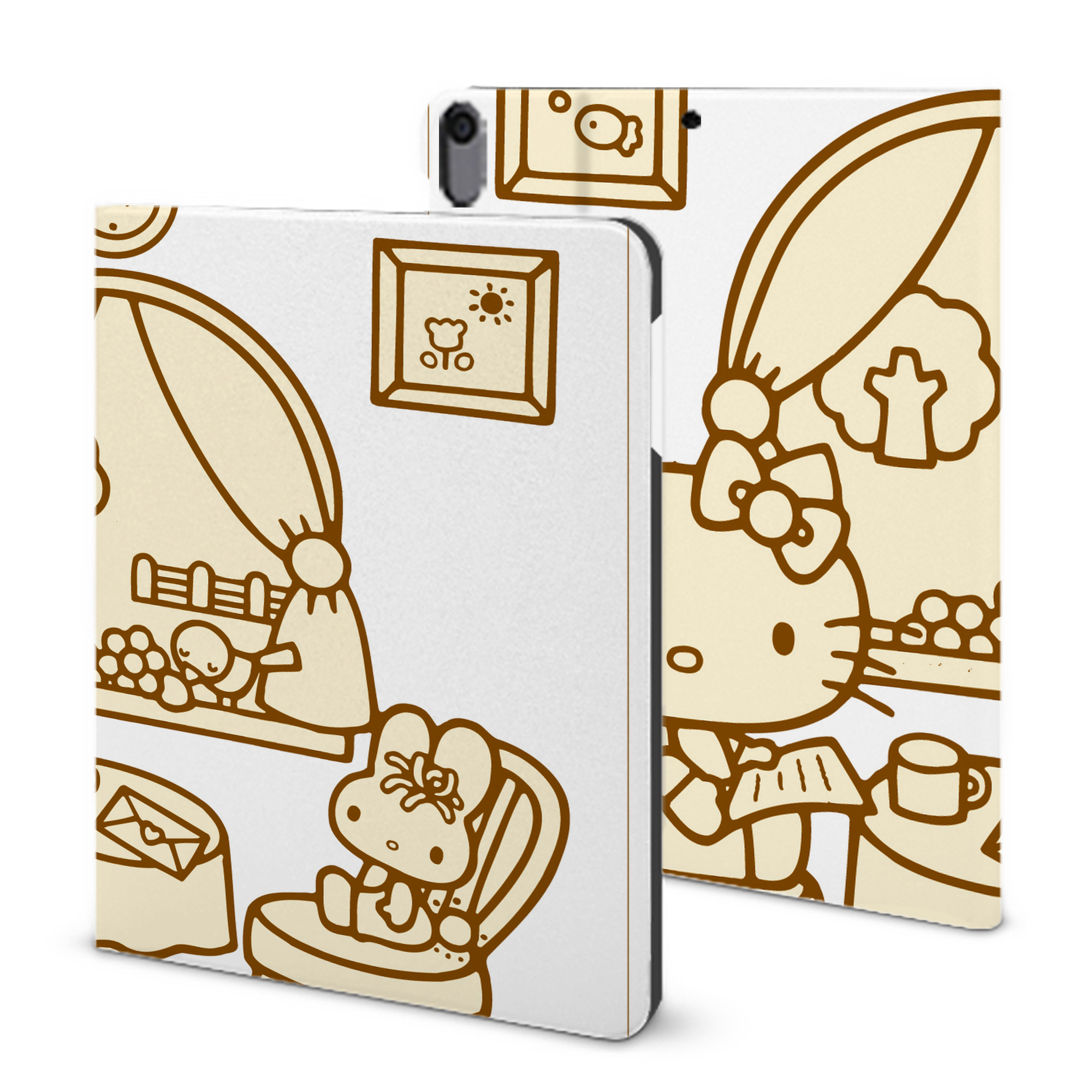 （画像用） Hello Kitty ハローキティ IPad ケース ブック型 PUレザー TPU 耐衝撃 軽量 薄型 ペン収納なし 全面保護 IPad 各モデル対応